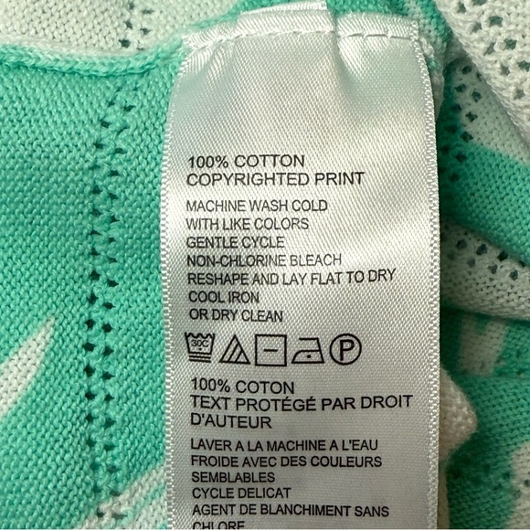 Tommy Bahama Lets Be Fronds Pima Cotton BoatNeck Leaf Sweater Green White Medium - Picture 6 of 9